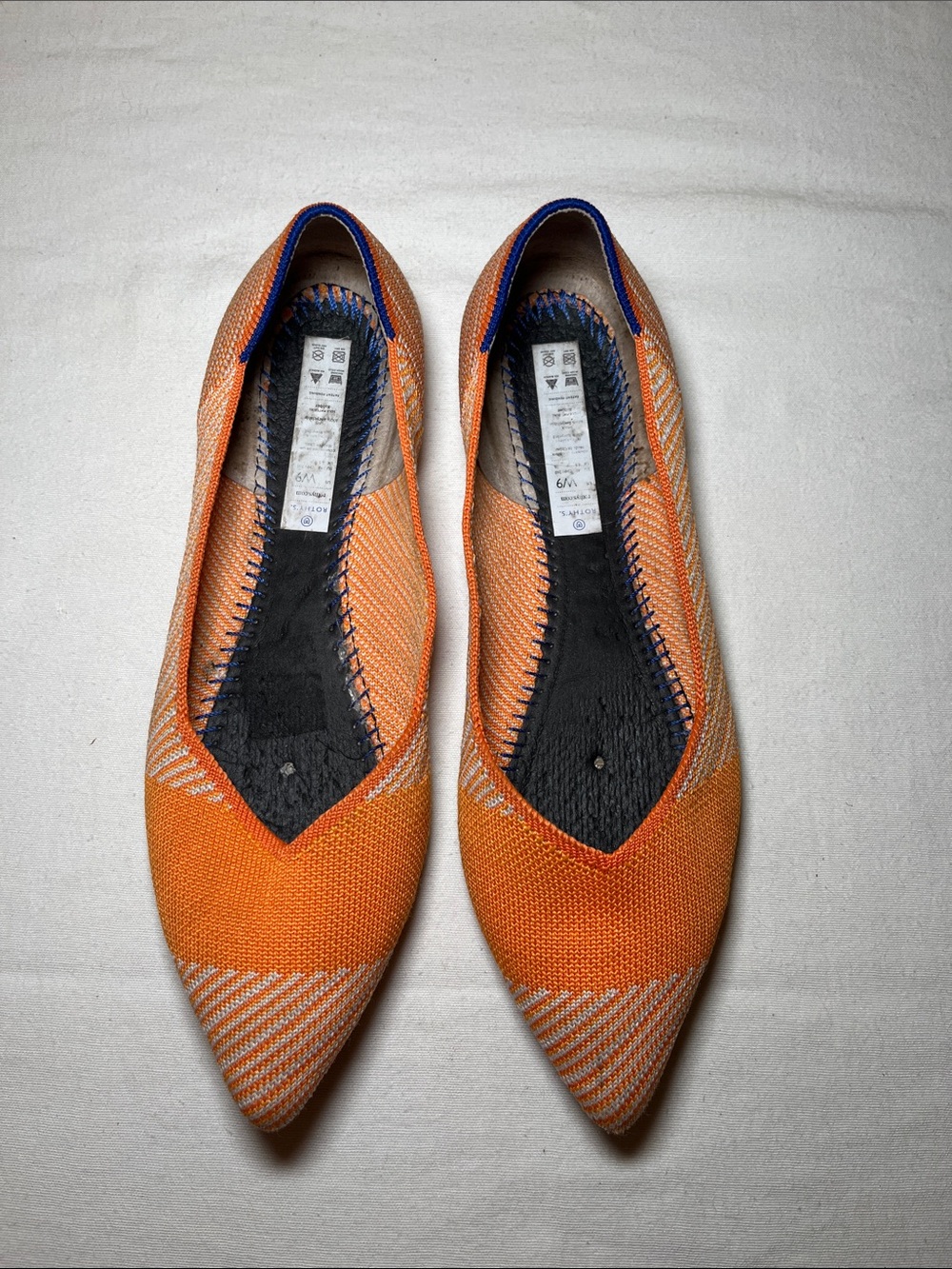 Rothy’s Women's Orange Knit Pointed Toe Flats